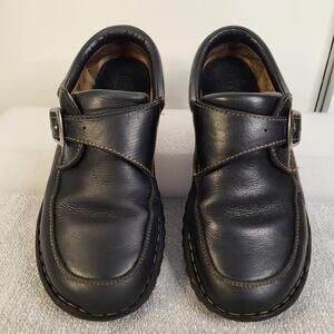 Born black leather slip-on loafers with a monk strap with buckle women's 9M